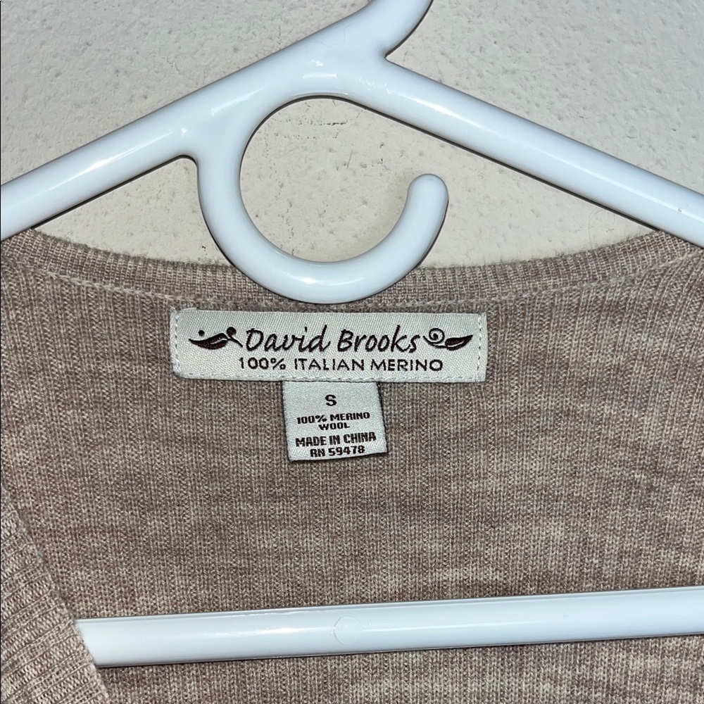 David Brooks Light Beige Fringed Wrap Cardigan Italian Wool S - Picture 2 of 8